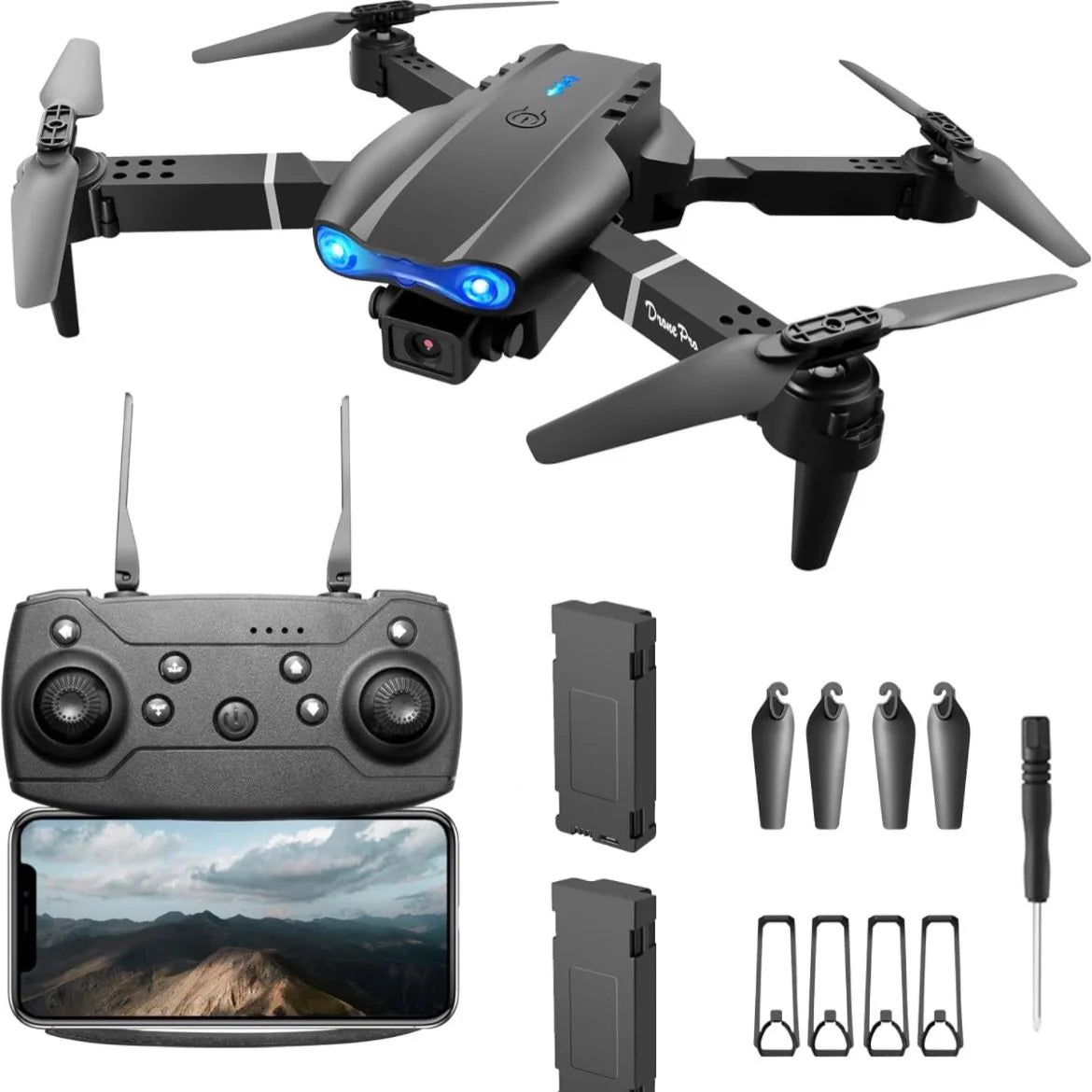 E99 PRO Drone with 4K HD Dual Camera, Obstacle Avoidance, Foldable, Height Keep, Mini.